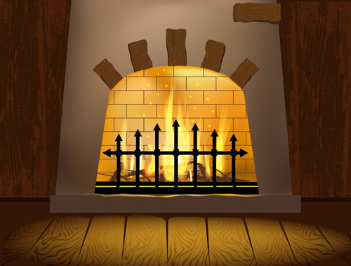 Home fireplace vector background material 04