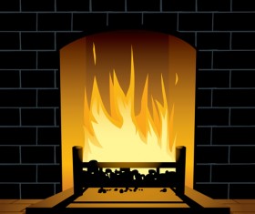 Home fireplace vector background material 05