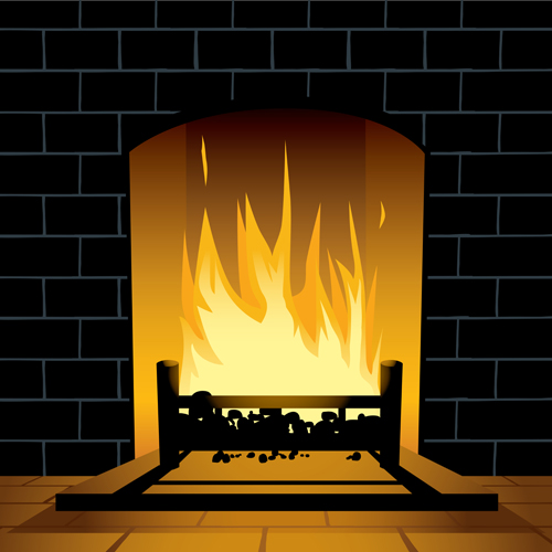 Home fireplace vector background material 05