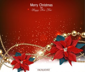 Jewelry and flowers red xmas backgrounds vector 01