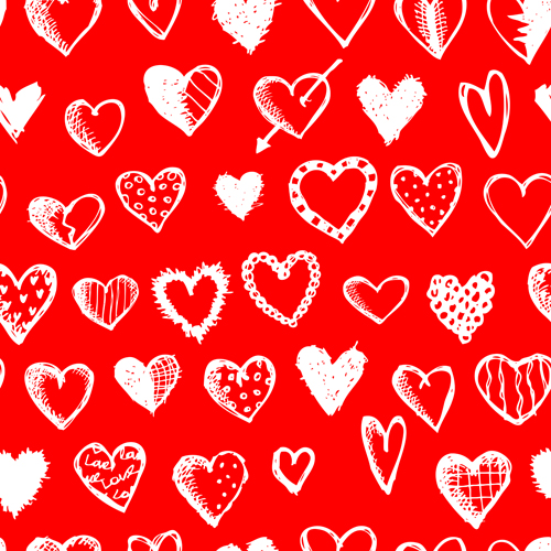 Love with hearts patterns seamless vector set 01