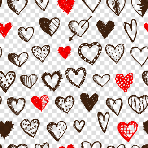Love with hearts patterns seamless vector set 02