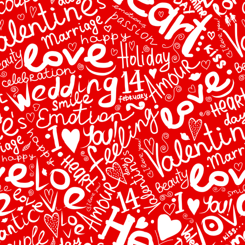 Love with hearts patterns seamless vector set 03