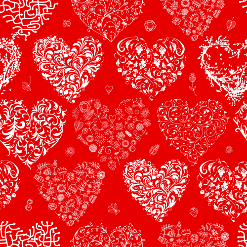 Love with hearts patterns seamless vector set 04