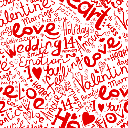 Love with hearts patterns seamless vector set 05