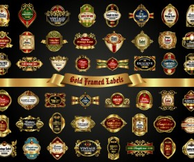 Luxury gold frame labels set vector 01