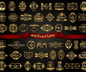 Luxury gold frame labels set vector 02