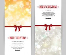 Merry christmas red bow greeting card vector