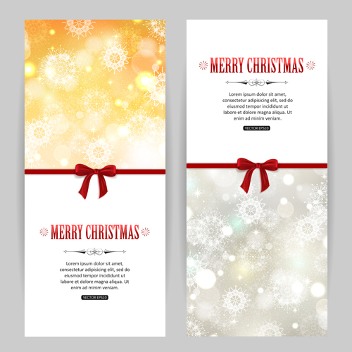 Merry christmas red bow greeting card vector