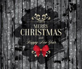 New year and christmas labels with black wooden background