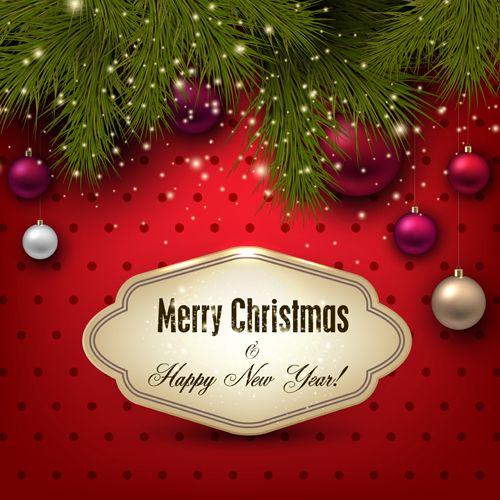 New year with xmas ornament vector background free download