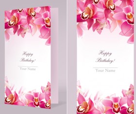 Orchids happy birthday card vector