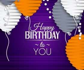 Origami balloon with happy birthday background 01