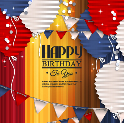 Origami balloon with happy birthday background 05
