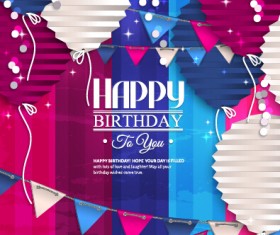 Origami balloon with happy birthday background 06
