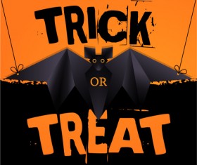 Origami black bat vector halloween background