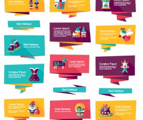 Origami christmas banner creative vector set 04