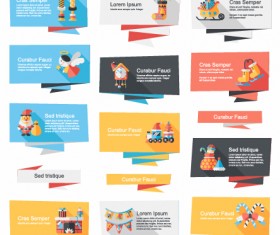 Origami christmas banner creative vector set 05