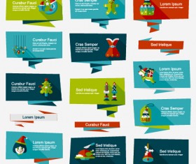 Origami christmas banner creative vector set 07