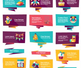 Origami christmas banner creative vector set 08