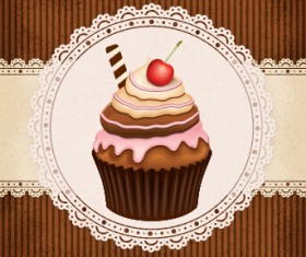 Ornate cakes background vector material 01