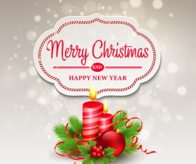 Paper christmas labels with new year background vector 02