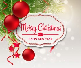Paper christmas labels with new year background vector 03