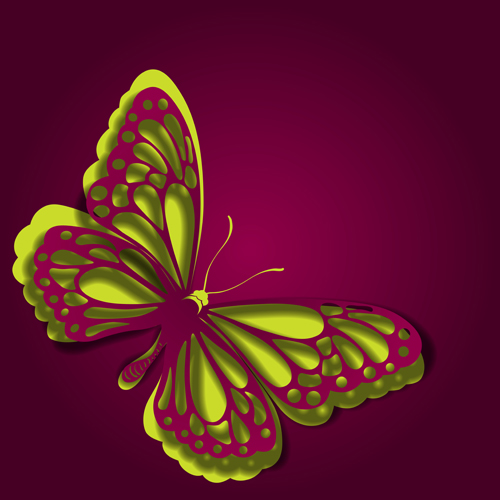 Paper cut butterfly vector background set 01