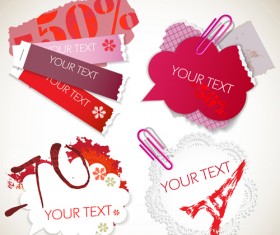 Paperclip with vintage paper labels vector