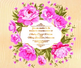 Pink flower frame wedding invitation cards 01