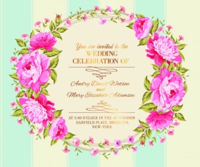 Pink flower frame wedding invitation cards 03