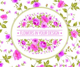 Pink flowers pattern with background vector