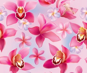 Pink orchids vector seamless pattern