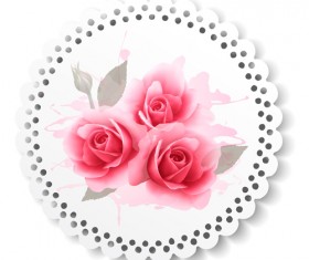 Pink roses paper card vector