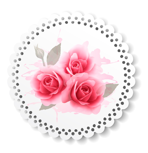Pink roses paper card vector