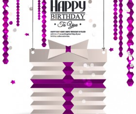 Purple origami birthday card vector
