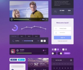 Purple with blue flat website template