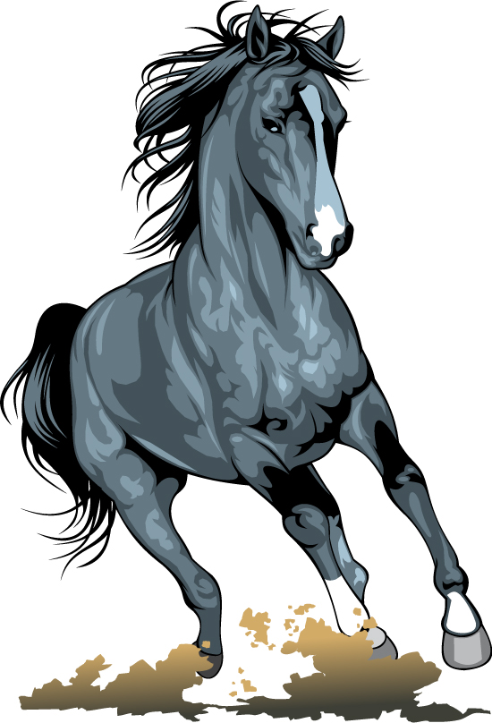 Realistic running horses vector graphics 01