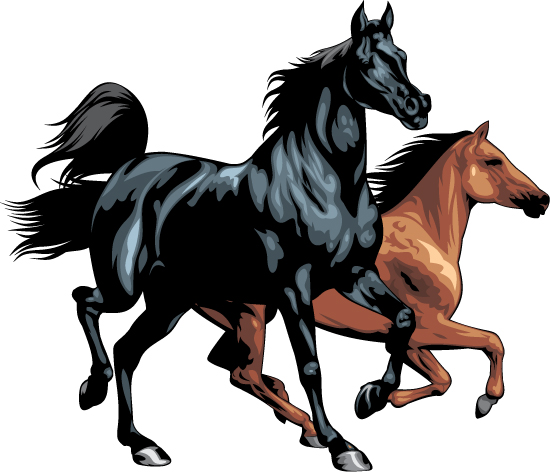 Realistic running horses vector graphics 02