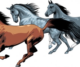 Realistic running horses vector graphics 03