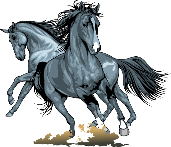Realistic running horses vector graphics 04