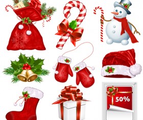 Red christmas baubles elements vector material