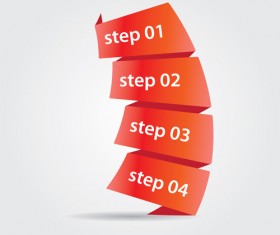 Red numbered banner vector material 08