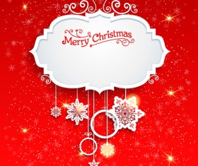 Red style christmas shiny greeting card vector 03