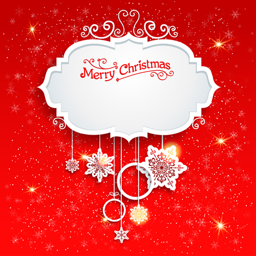 Red style christmas shiny greeting card vector 03