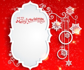 Red style christmas shiny greeting card vector 04