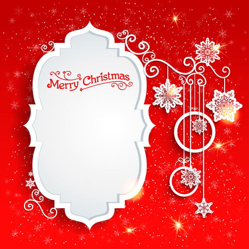 Red style christmas shiny greeting card vector 04