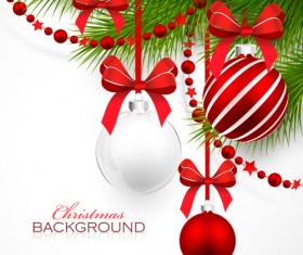 Red with white christmas decorations background vector 02
