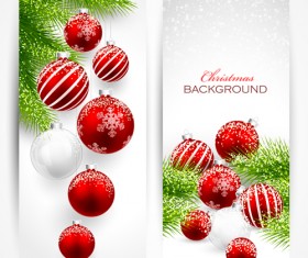 Red with white christmas decorations banner
