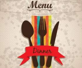 Restaurant menu cover with tableware vector 01